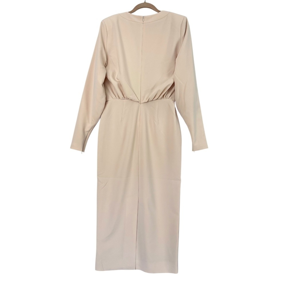 Alexis Fraser Wrap Midi Dress Ivory Belted Long Sleeve Cocktail NWT Womens M - Picture 3 of 13